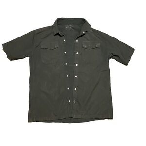 Black Casual Button Down Shirt with Short Sleeves